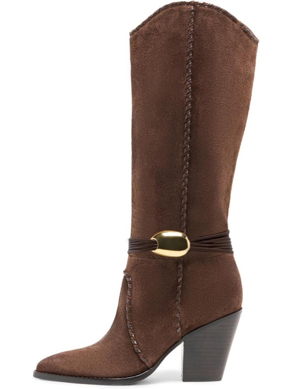 Stylish Cowboy Knee High Boots | Western Cowgirl Stacked Block Heel, Pointed